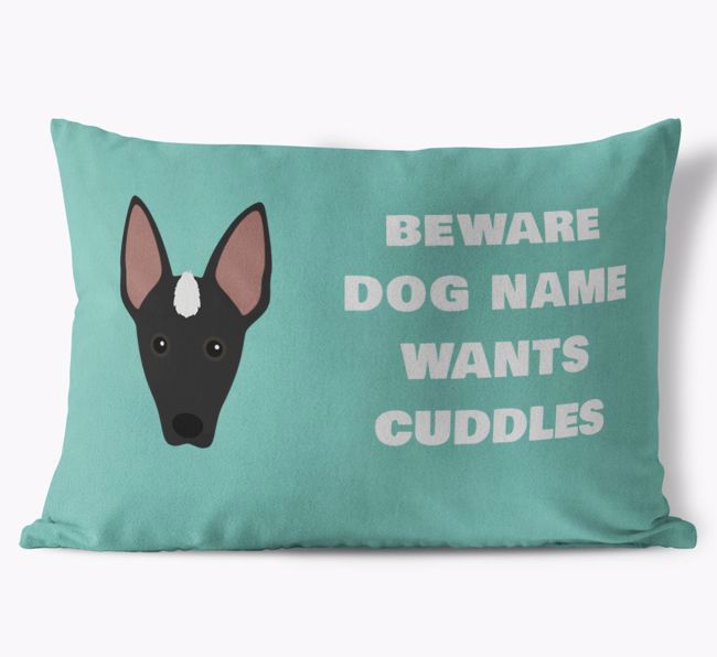 Beware of Cuddles: Personalized {breedFullName} Soft Touch Pillow